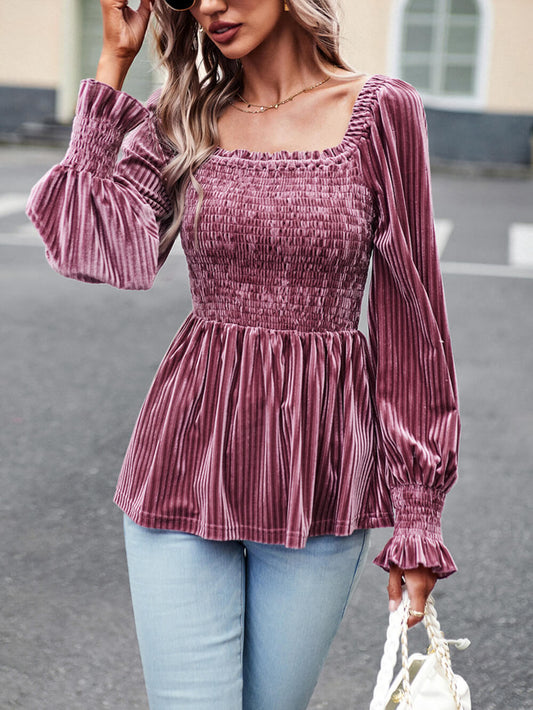 Fyrkantig halsringning Smoky Velvet Babydoll Top