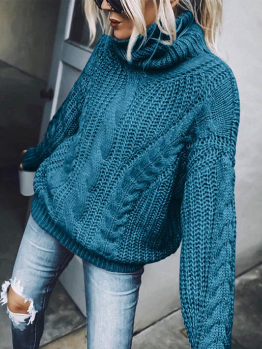 Stickad tröja med turtleneck