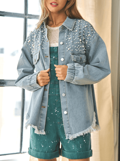Super Pearl Girl Oversized Denim Jacket
