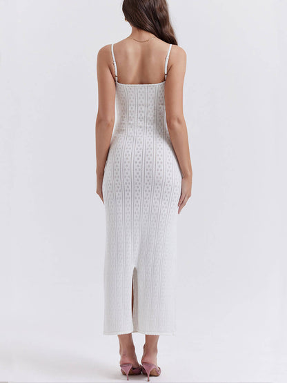 White Knit Maxi Dress