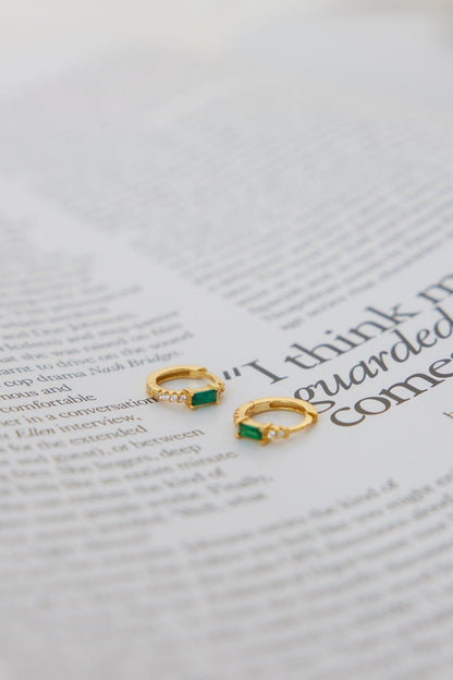 18K Gold Plated Eyes To The Soul Earrings Emerald
