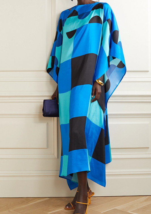 Blå Ternet Elegance Kaftan
