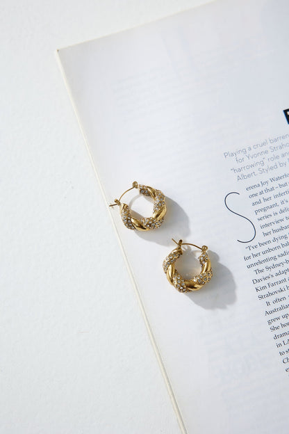 18k Gold Plated Crystal Lover Earrings Gold