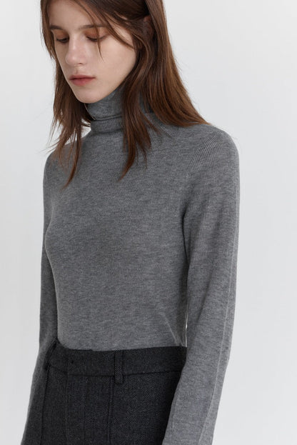 Wool Stretch Slim-Fit Turtleneck Sweater