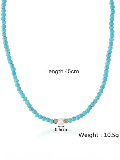 Turkos &amp; pärlhalsband