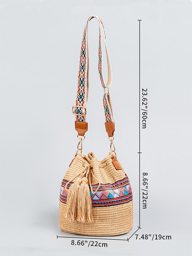 Straw Woven Bucket Bag