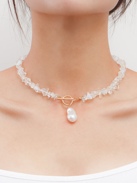 Statement Coral Chip &amp; Pearl Halsband