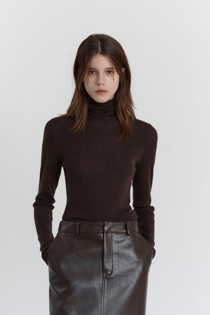 Wool Stretch Slim-Fit Turtleneck Sweater