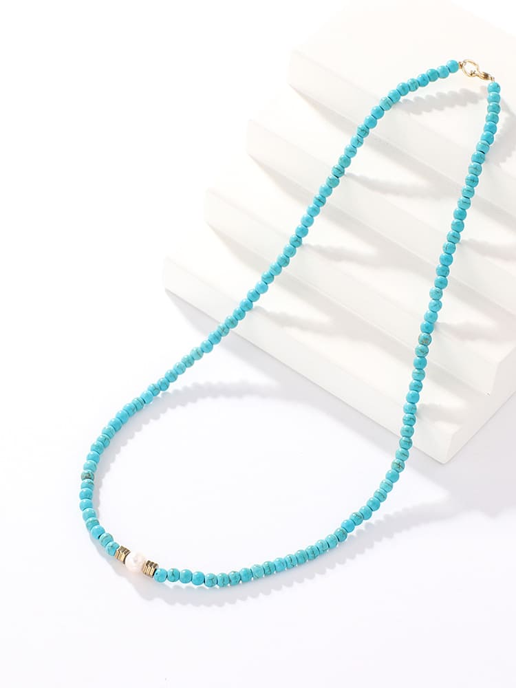 Turkos &amp; pärlhalsband